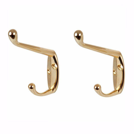 Value Pack Hat and Coat Hooks Brassed With Screws Pack of 2  0224 A