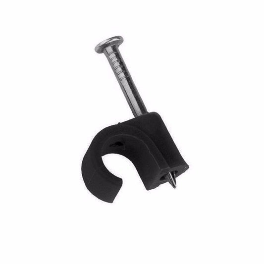 7mm (6+) Cable Clips Round Black Pack of 40  0152