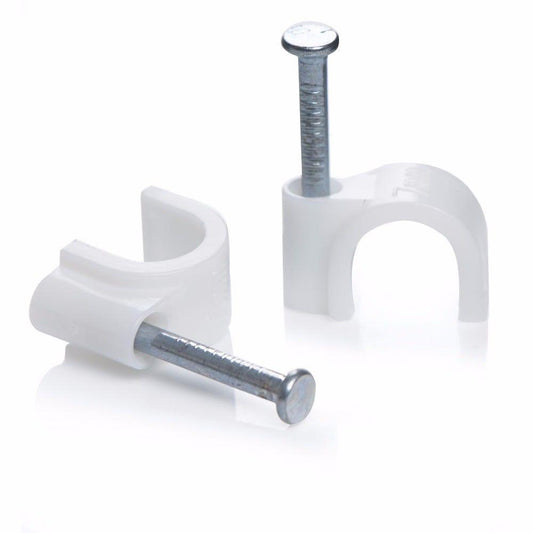 Value Packet Cable Clips Round White 8mm Pack of 35 DIY Home 1499