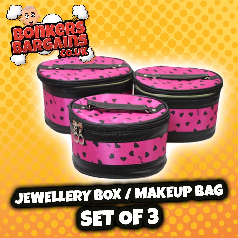 Jewellery Box Makeup Bag Zipped 3 Pack Bag 3 in 1 Assorted Design Makeup Bag  5821 (Parcel Rate)