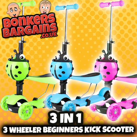 3 in 1 3 Wheeler Beginners Kick Scooter