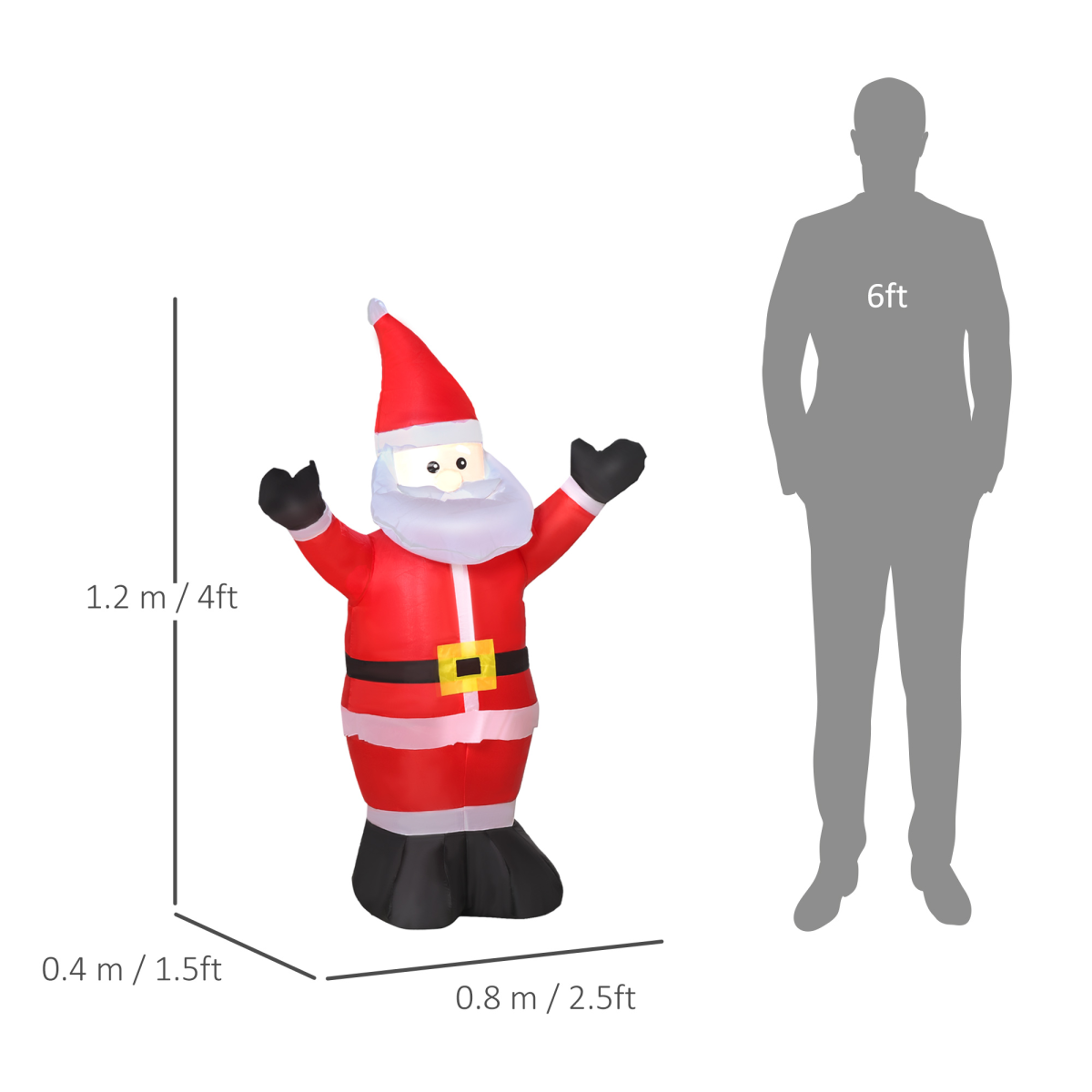 4ft Inflatable Christmas Santa Claus Xmas Deco 1 LED Air Blown Yard Outdoor