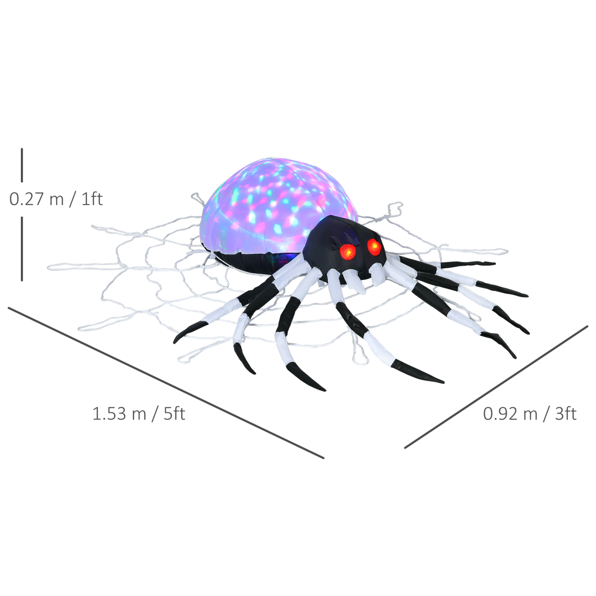 5FT Long Halloween Inflatable Spider Blow-Up Outdoor LED Garden Display