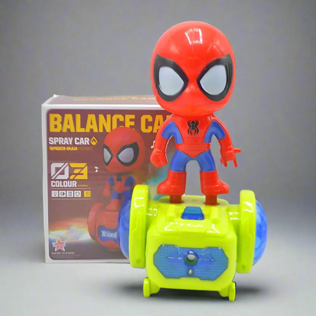 Spidey Style Spray Mist Balance Car Toy with Sound & Lights