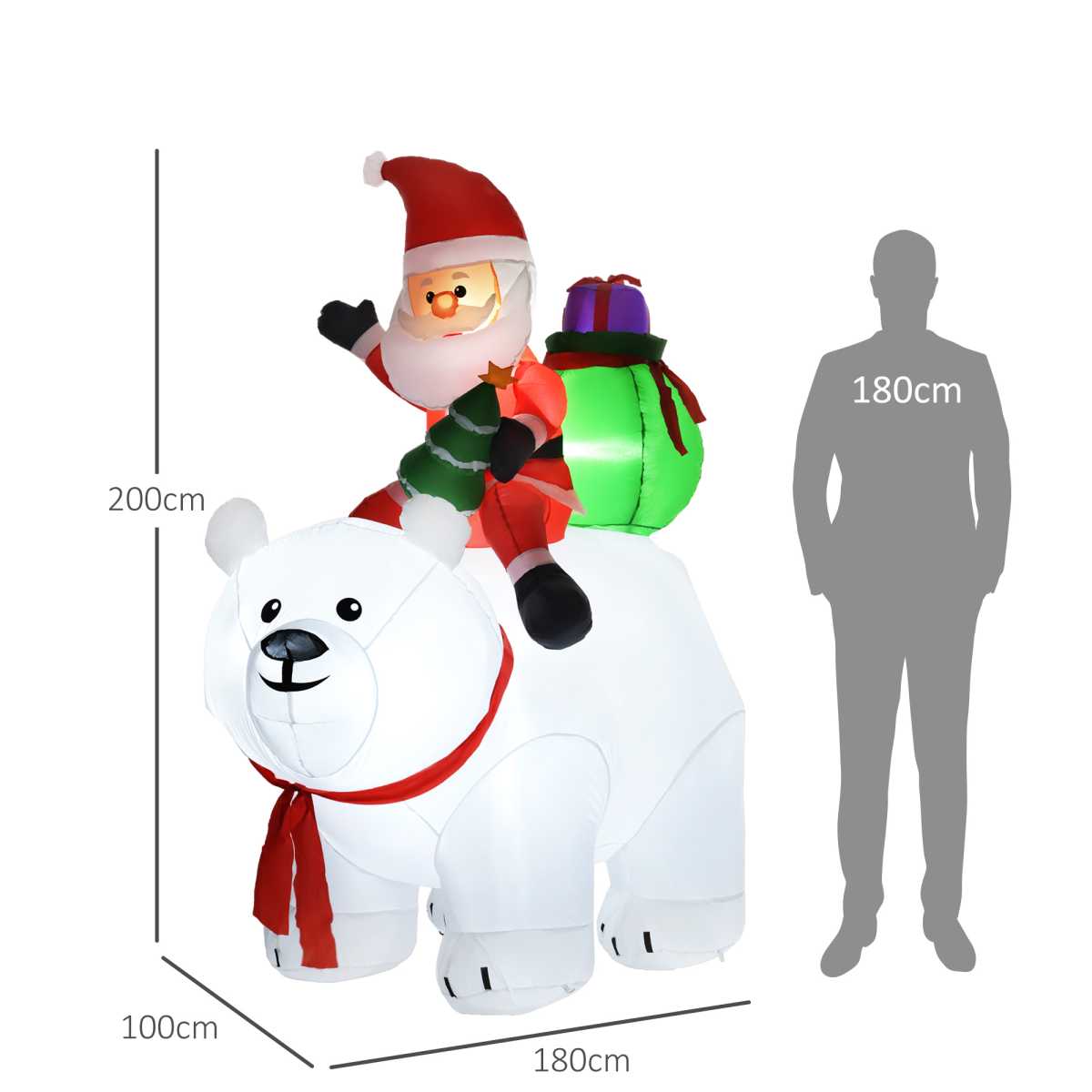 Christmas Inflatable Santa Claus with Polar Bear for Garden 6.6FT
