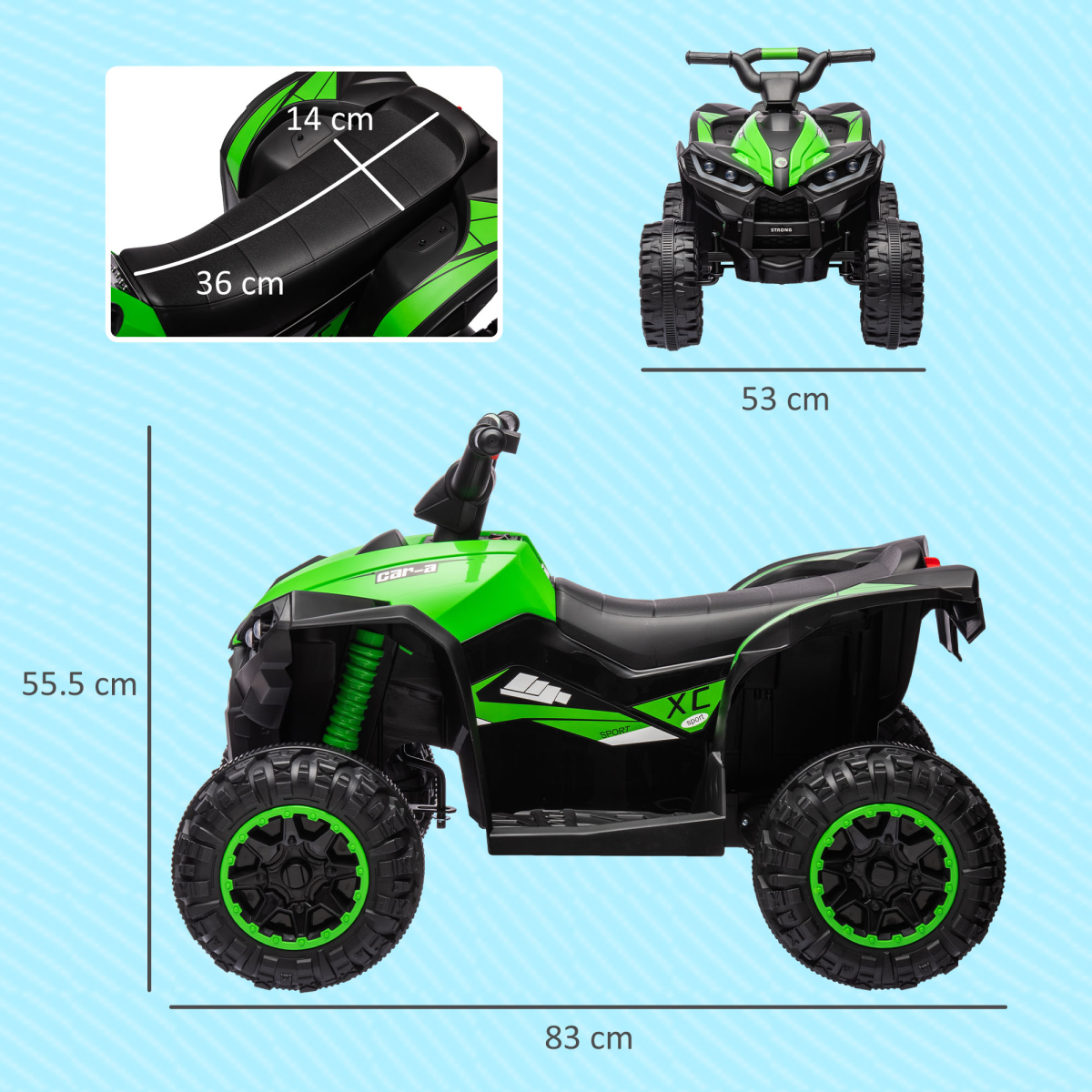 12V Electric Quad Bike for Kids Ride On Car ATV Toy for 3-5 Years Green