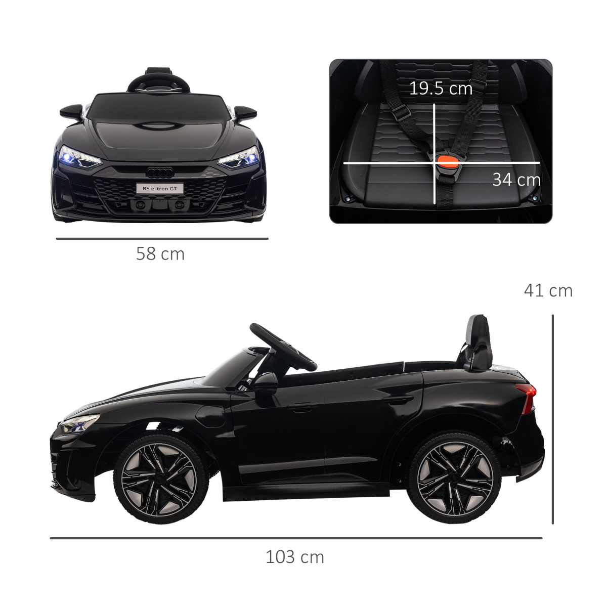 Audi RS e-tron GT Licensed 12V Kids Electric Ride on W/ Remote, Black