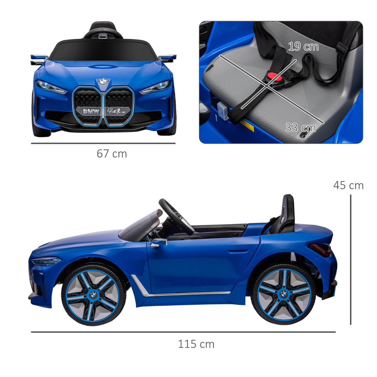 BMW i4 Licensed 12V Kids Electric Ride-On Car with Remote Control - Blue