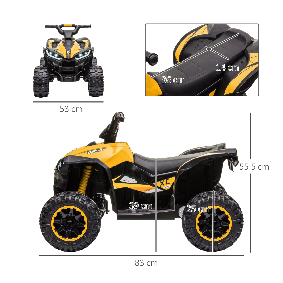 12V Electric Quad Bikes for Kids Ride On Car ATV Toy for 3-5 Years