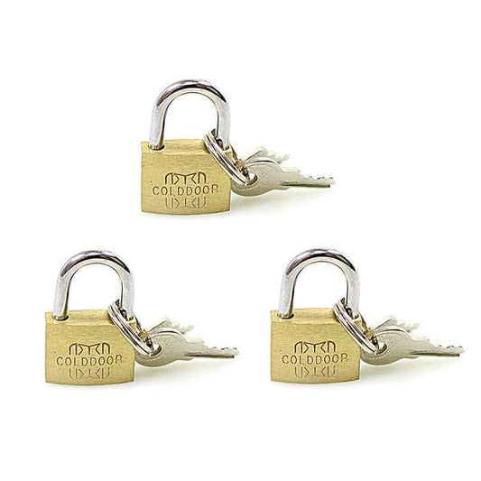 Brass Padlock Set 3 Packs 20-25-30mm With 2 Keys Attached 1278 A