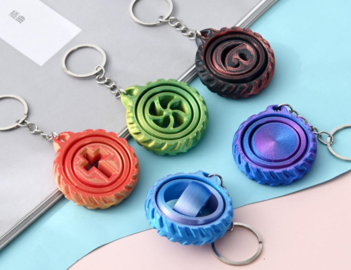 8# Spinning Mixed Design 3D Keyring