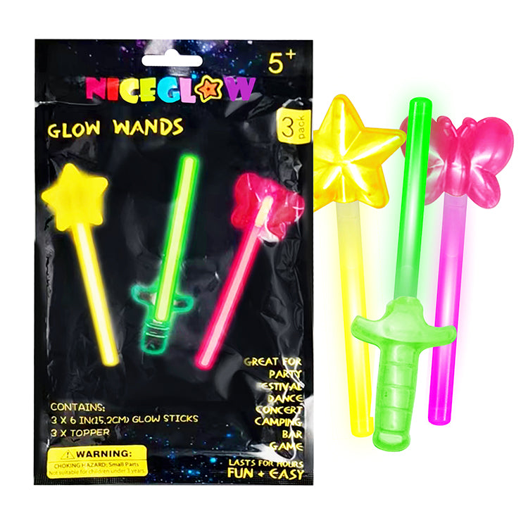 3pc Glow in the Dark Wand Set