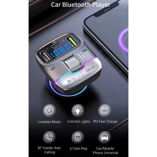 25W Wireless Bluetooth Car FM Transmitter USB+PD Charger Audio MP3 Music Player