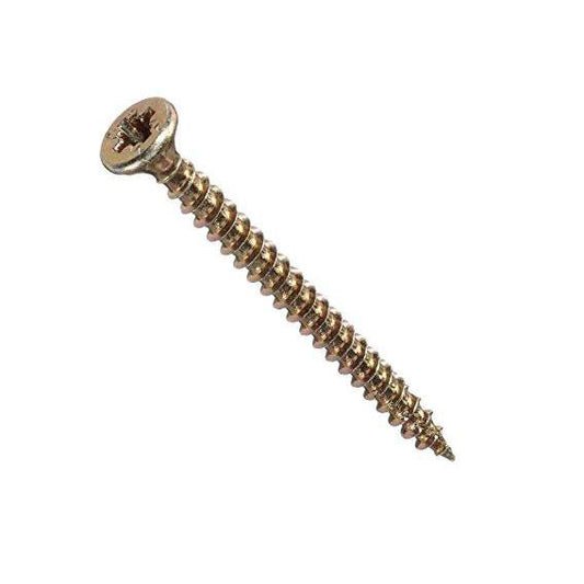4.0 x 50 Pozi c/sk Chipboard Screws Yellow Diy 0294