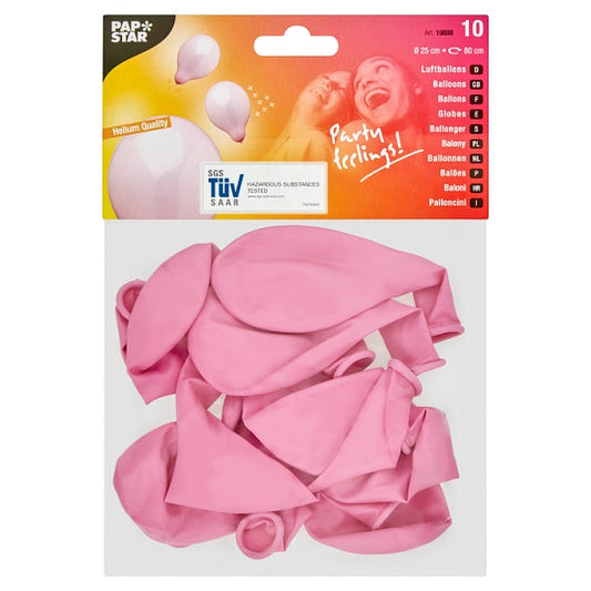 Papstar Pink Birthday Party Balloons 10 Piece Party Pack 25cm 19888