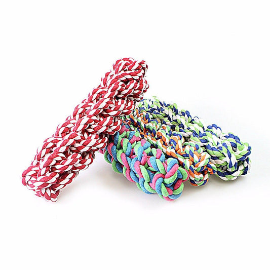 Pet Dog Toy Tough Twisted Chewable Knot Assorted Colours