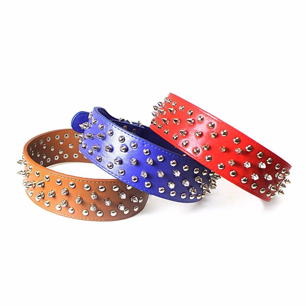 Pet Dog Adjustable Studded Collar Assorted Colours 2258