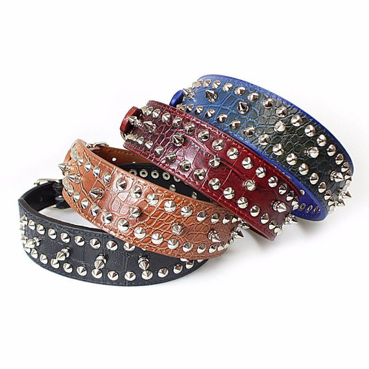Pet Dog Fake Leather Collar with Studs 42 cm Assorted Colours 2139