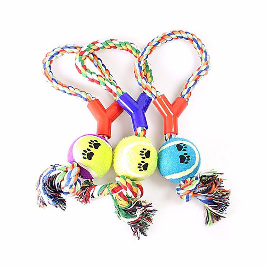 Tennis Ball Rope Fetch, Chew & Bite Toys, For Dogs & Puppies Cotton Blend   2139