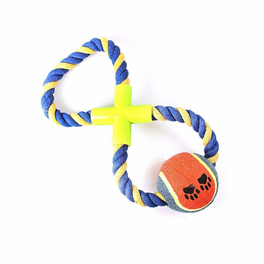 Pet Dog Toy Tennis Ball with Rope Assorted Colours 0061