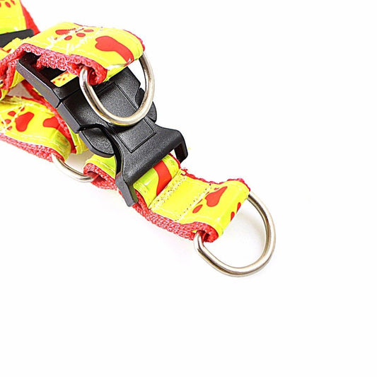 Reflective Dog Leash lead with Harness Printed Paw and Bone Design 85 cm 1010