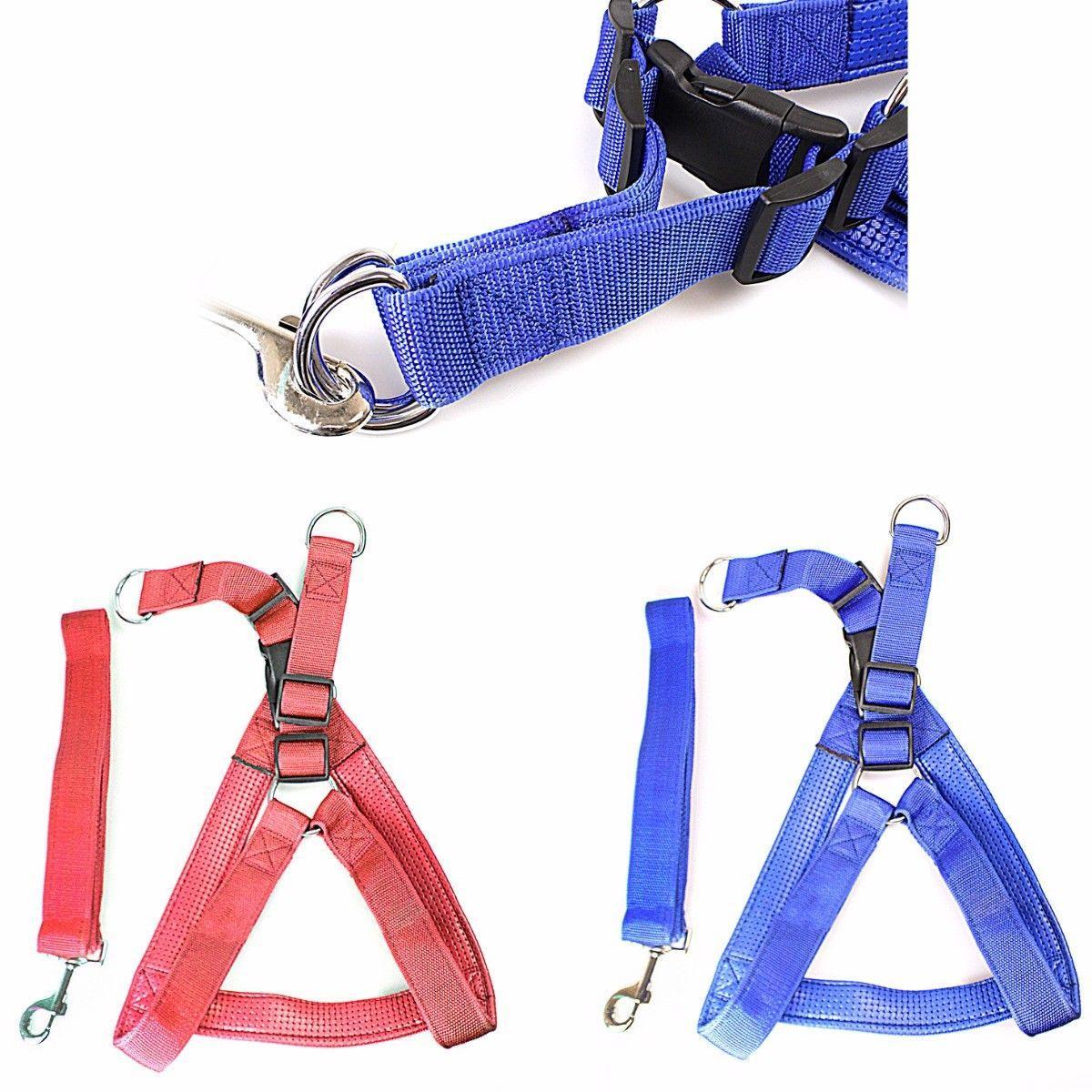 Heavy Duty Dog Harness Big Nylon Belt With Harness Attached In Blue And Red Pet 0056 A