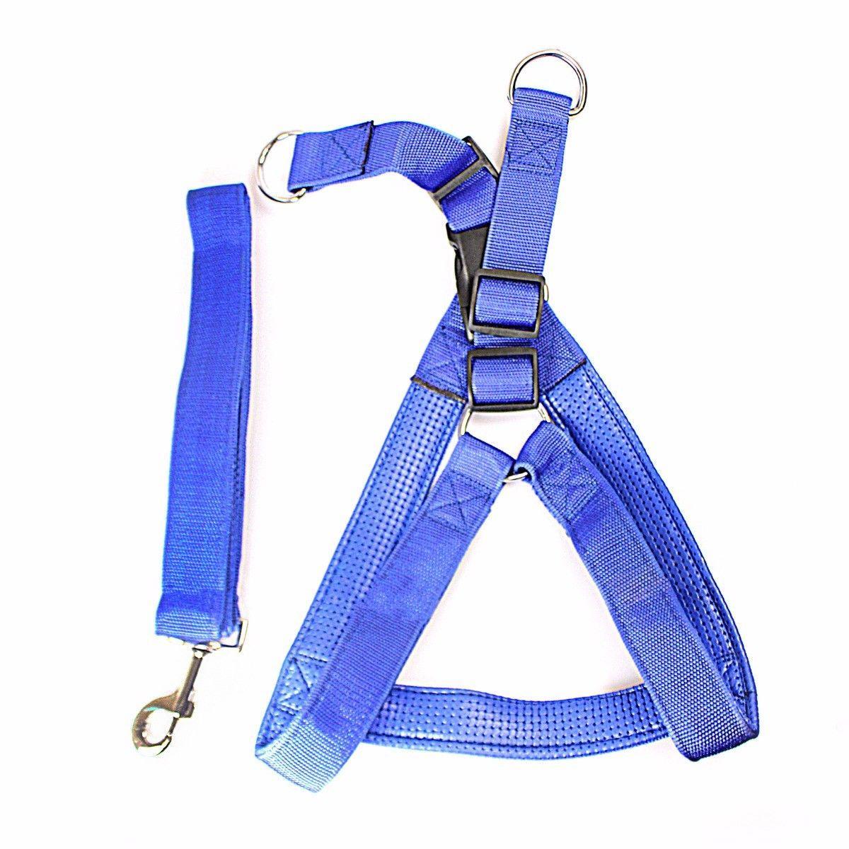 Heavy Duty Dog Harness Big Nylon Belt With Harness Attached In Blue And Red Pet 0056 A
