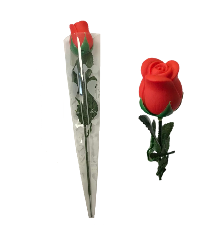 Artificial Fake Hard Plastic Red Rose 32 cm 4138