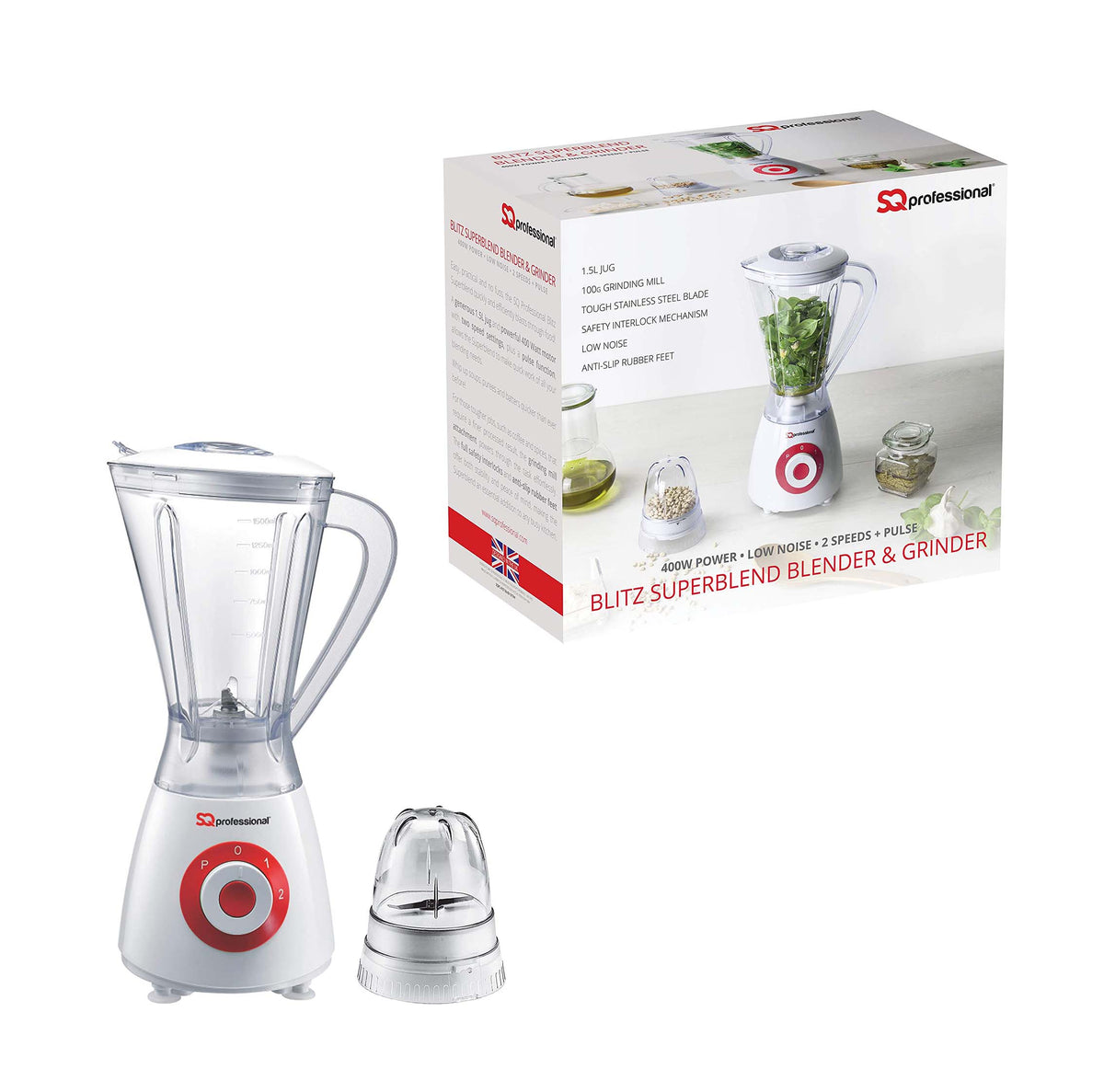 Sq Professional Blitz Blender And Grinder 600W Red