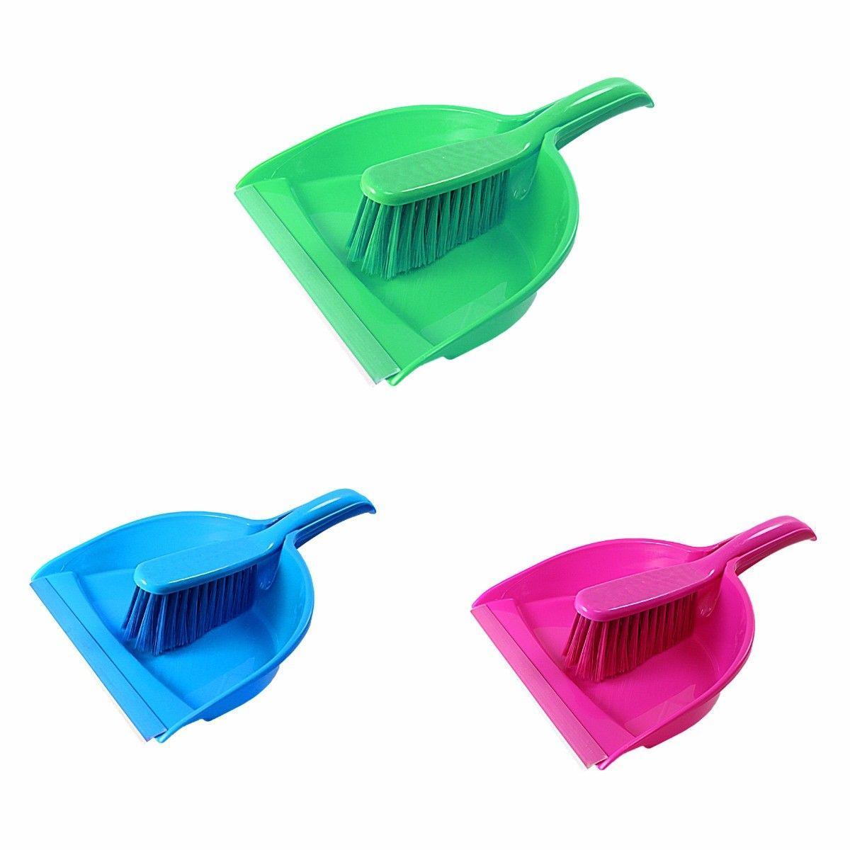 Plastic Dustpan and Brush Set Assorted Colours 0405 A