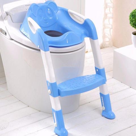 Sq Professional Plastic Children'S Teddie Toilet Seat Ladder Blue