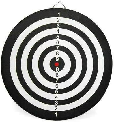 Full Size 17" Double Sided Dart Board with 6 Darts Complete Set plus Reverse Side Archery Style Target