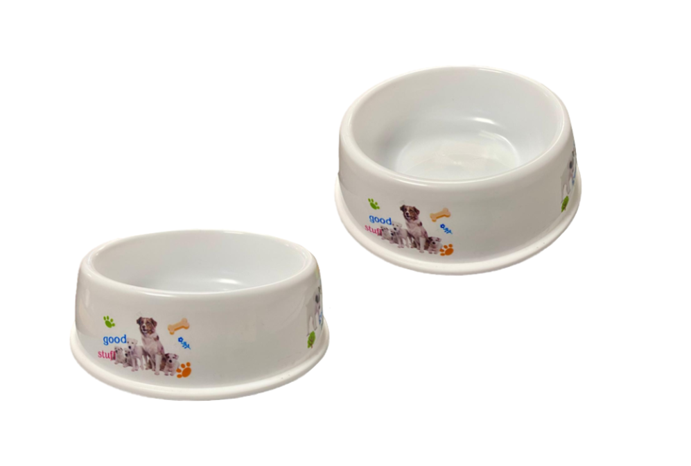 Pet Dog Cat Plastic Feeding Bowl Assorted Colours