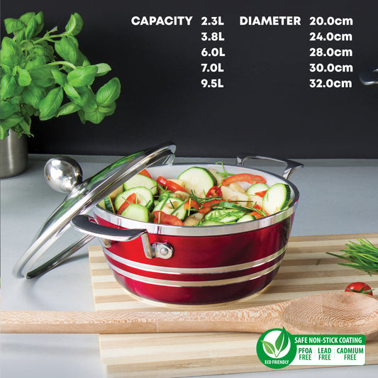SQ Professional Metallic Die Cast Stockpot Set of 5 Ruby 4202