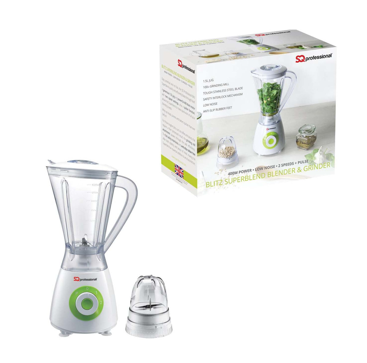 Sq Professional Blitz Blender And Grinder 600W Green