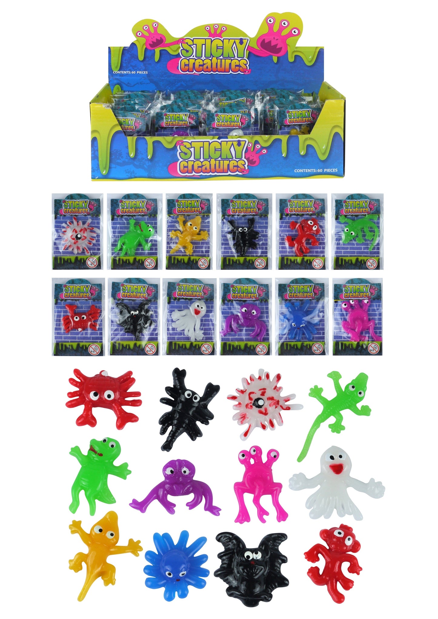 Children's Sticky Creatures Splatter Toys 5-6cm Assorted Designs T51225