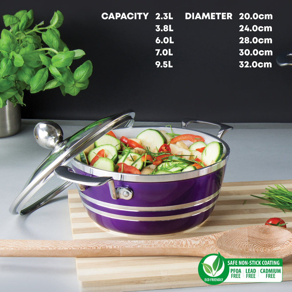 Sq Professional Metallic Die Cast Stockpot Set Of 5 Amethyst