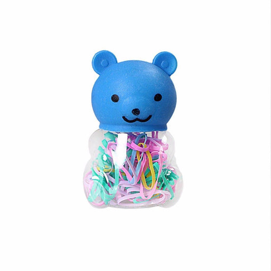 Assorted Colour Small Rubber Bands In Teddy Shaped Box Approx 50   3241