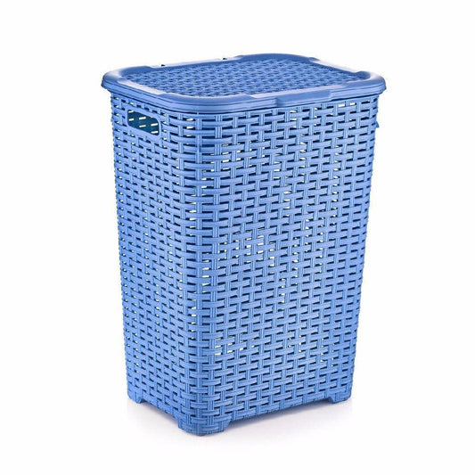 Rattan Style Laundry Basket Plastic 60 Litre Assorted Colours D05004