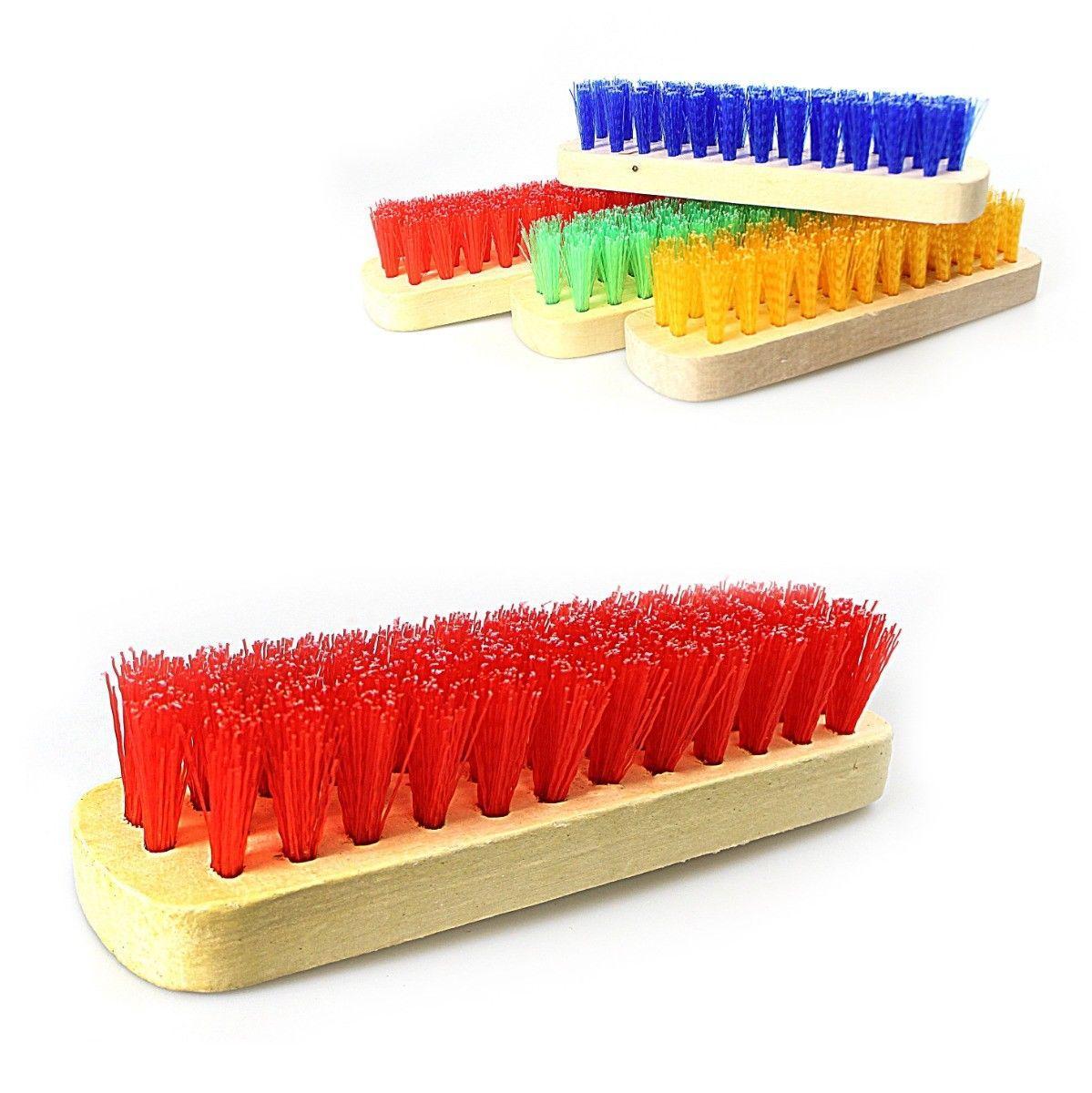 Wooden Hard Bristle Brush 17.5cm Assorted Colours 0191