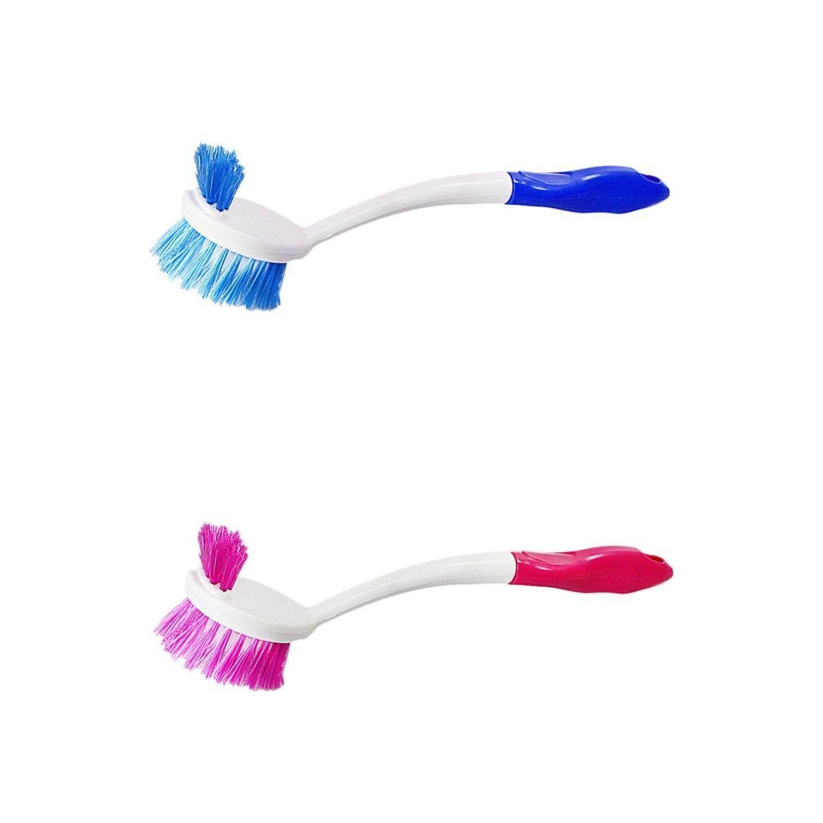 Plastic Double Sided Cleaning Washing Up Scrubbing Dish Brush 28 Cm Assorted Colours