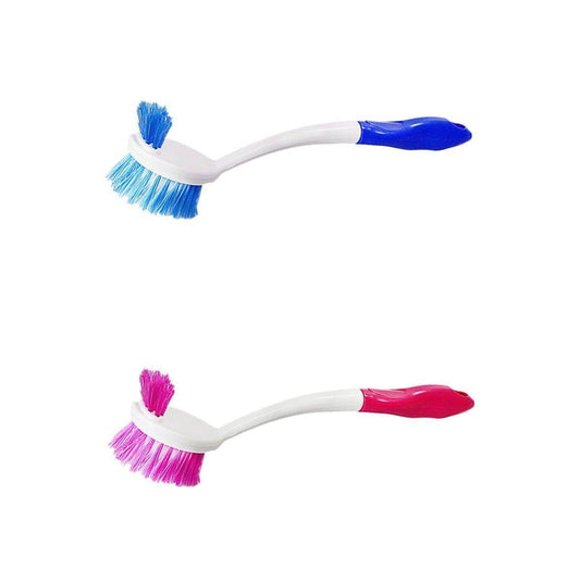 Plastic Double Sided Cleaning Washing Up Scrubbing Dish Brush Assorted Colours