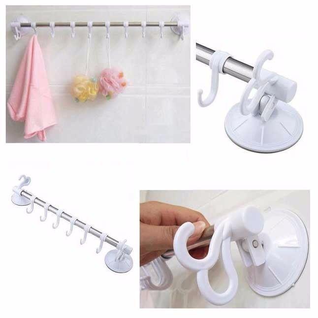 Towel Bar Suction Cup Adjustable Rail Gold Quality 180 Degrees Rotated 0873
