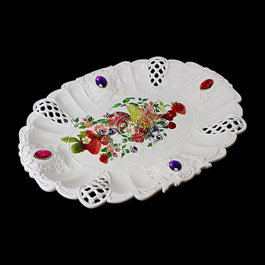 Fruit Jewelled Designed Plastic Serving Tray 28cm x 23cm 3218