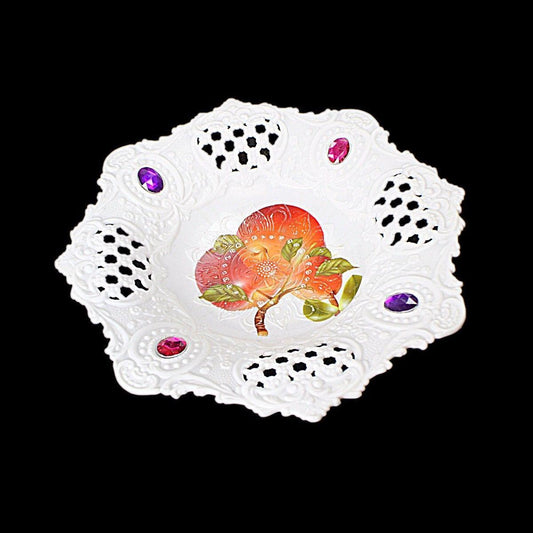 Plastic Jewelled Serving Tray Printed Design Round Assorted Designs