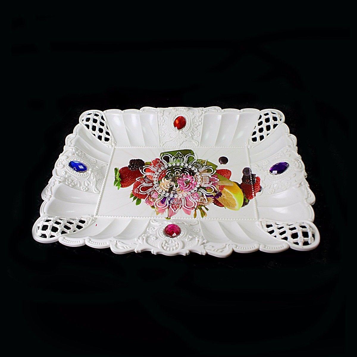 Fruit Jewelled Design Plastic Serving Tray 27cm x 21cm 3219