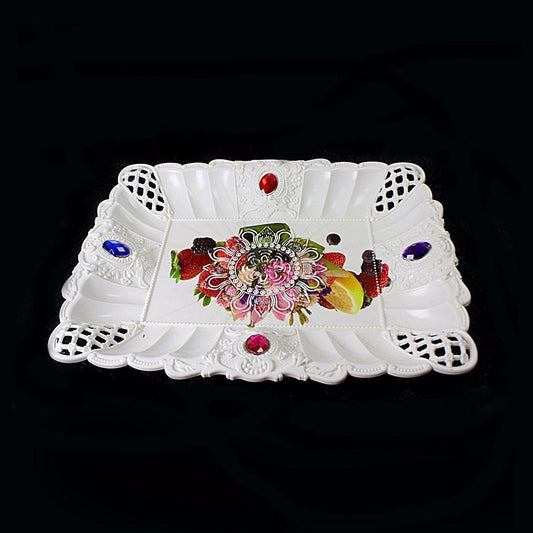 Fruit Jewelled Design Plastic Serving Tray 27cm x 21cm 3219