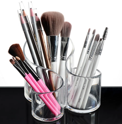 Plastic Acrylic Make Up Organiser 3 Compartments 13 X 14 X 11 Cm (Parcel Rate)