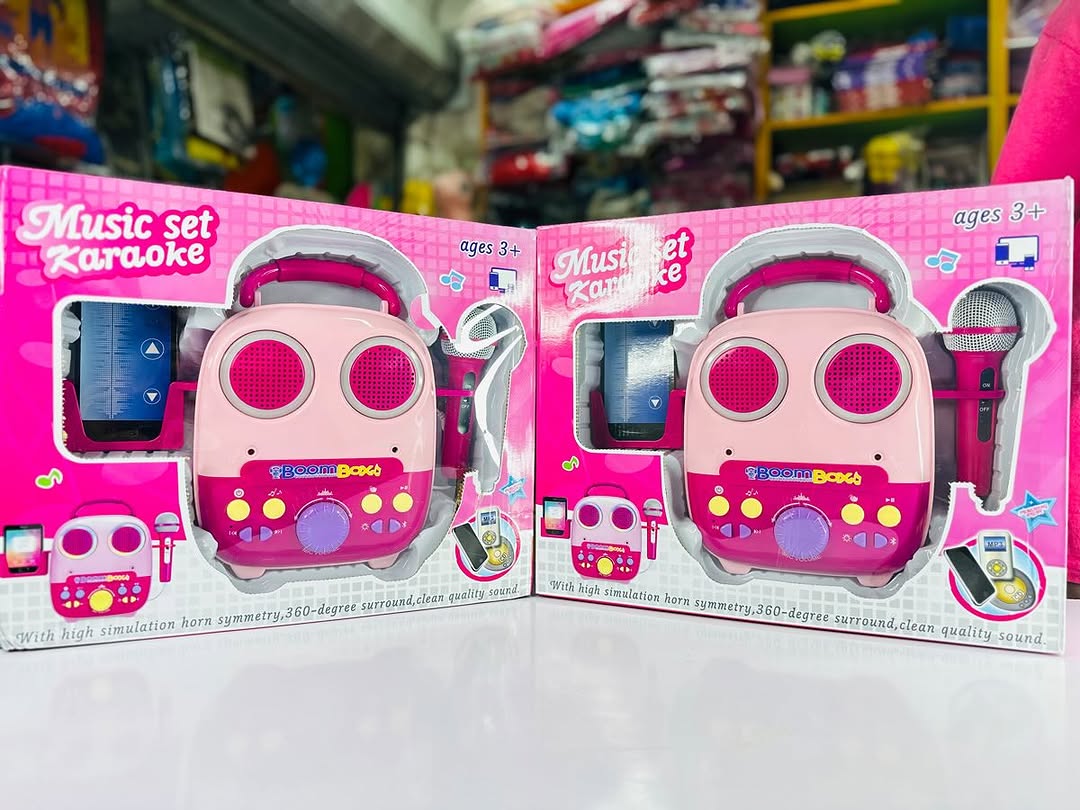 Karaoke Machine Boom Box Music Set - Pink