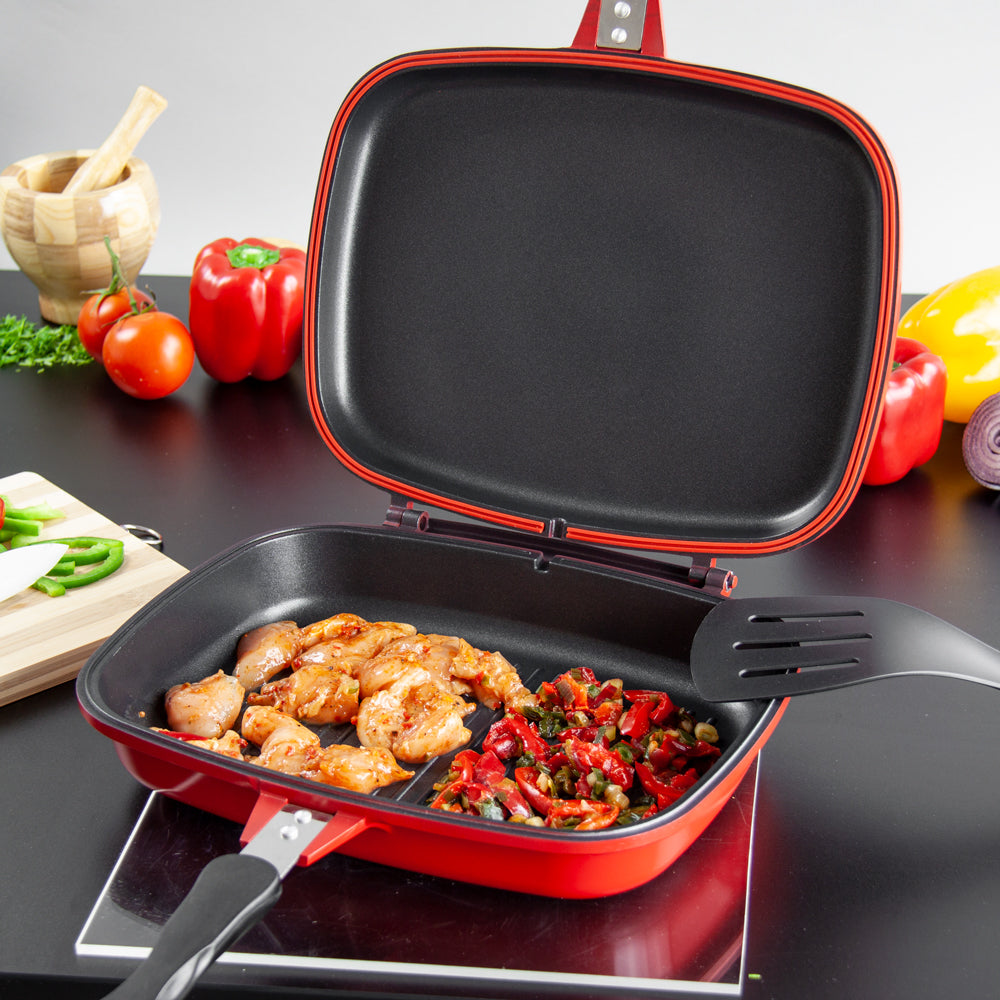 Sq Professional Nea Diecast Double Sided Magic Pan Rossa Red